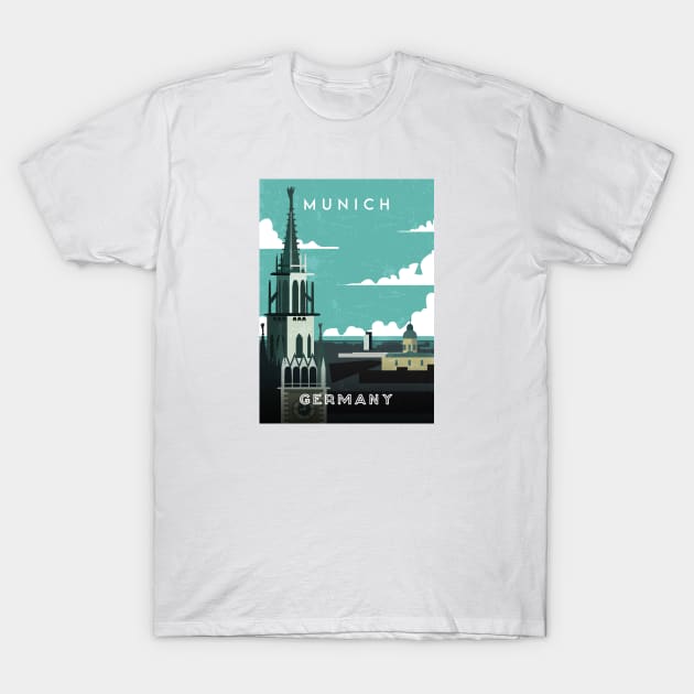 Munich, Germany. Retro travel poster T-Shirt by GreekTavern